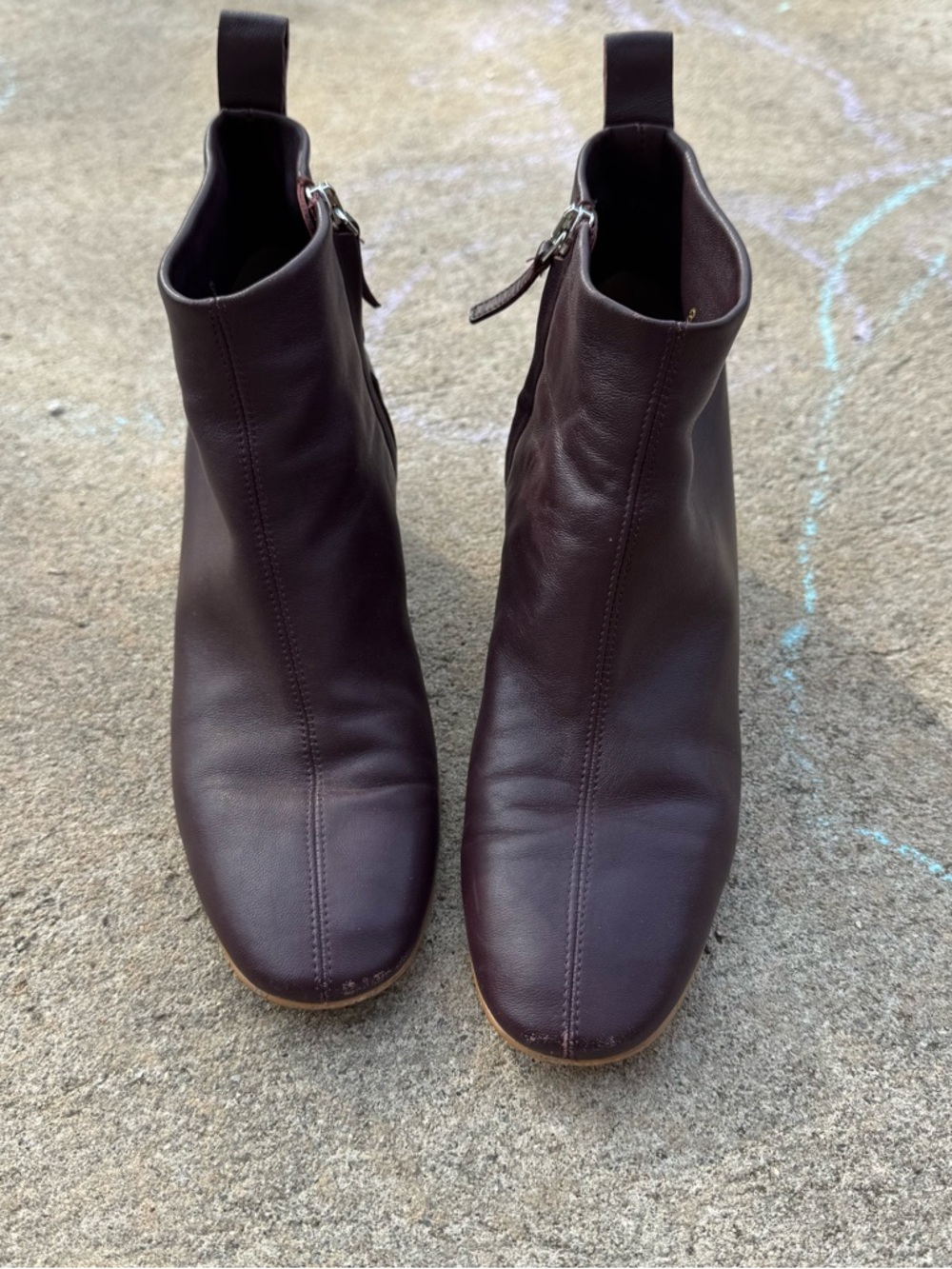 Everlane Wine Leather Glove Ankle Boots m